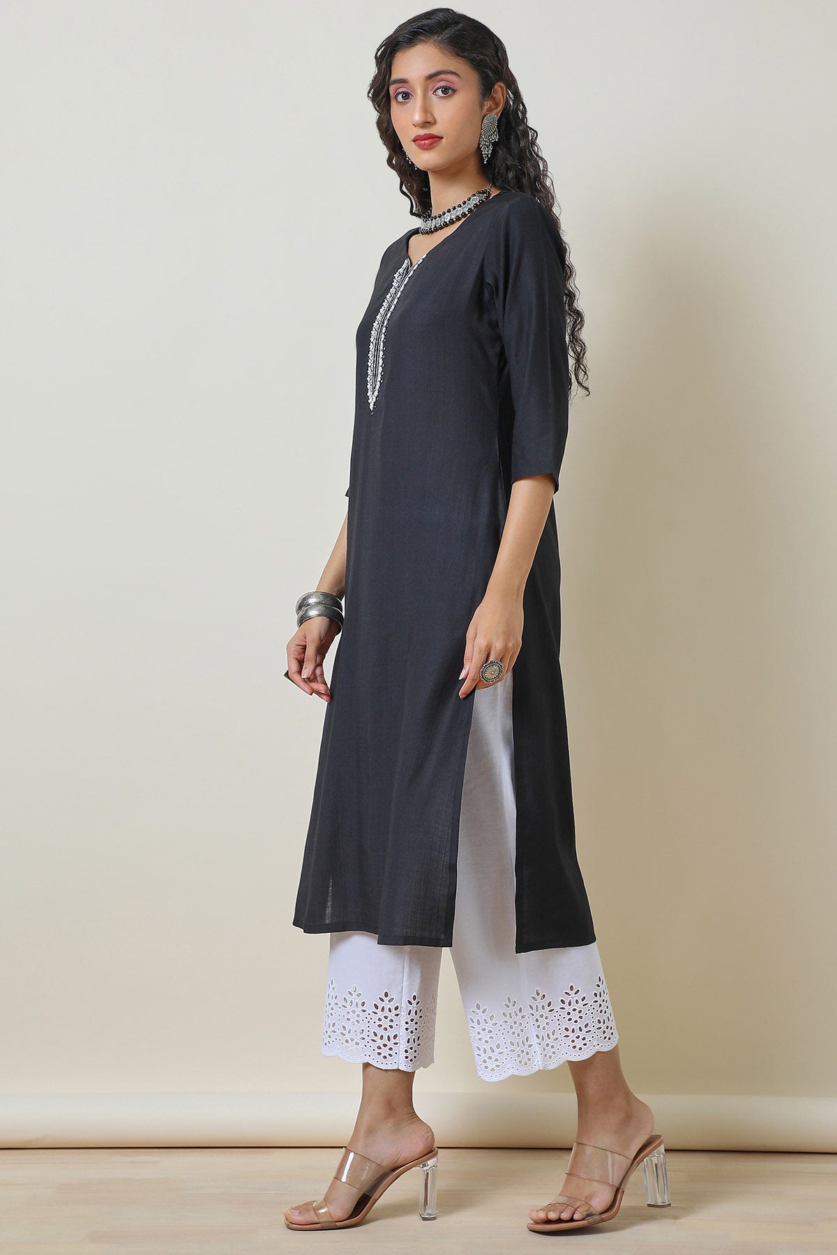 Black straight pants for kurtis online hotsell