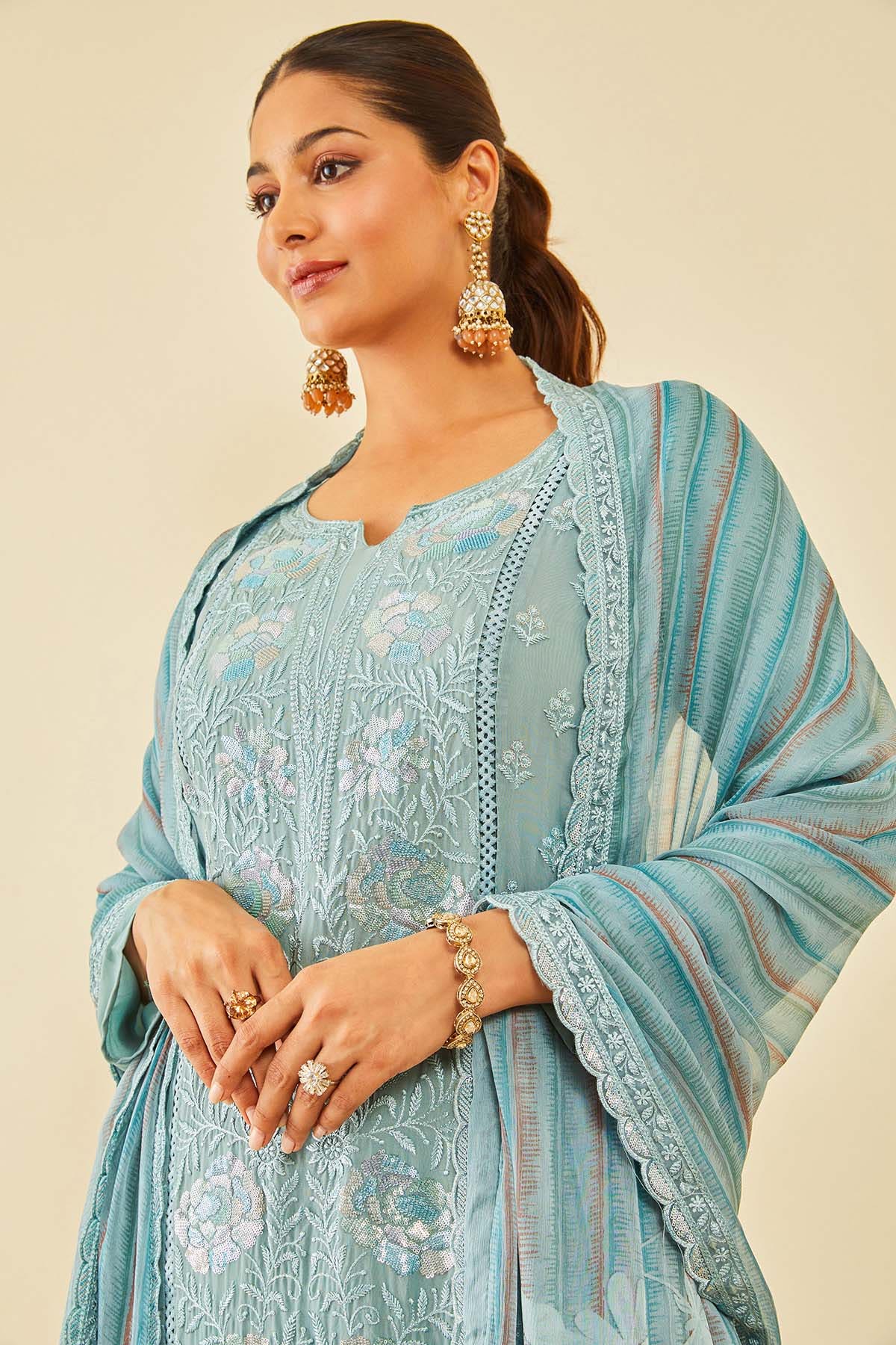 Embroidery dress material online shopping outlet