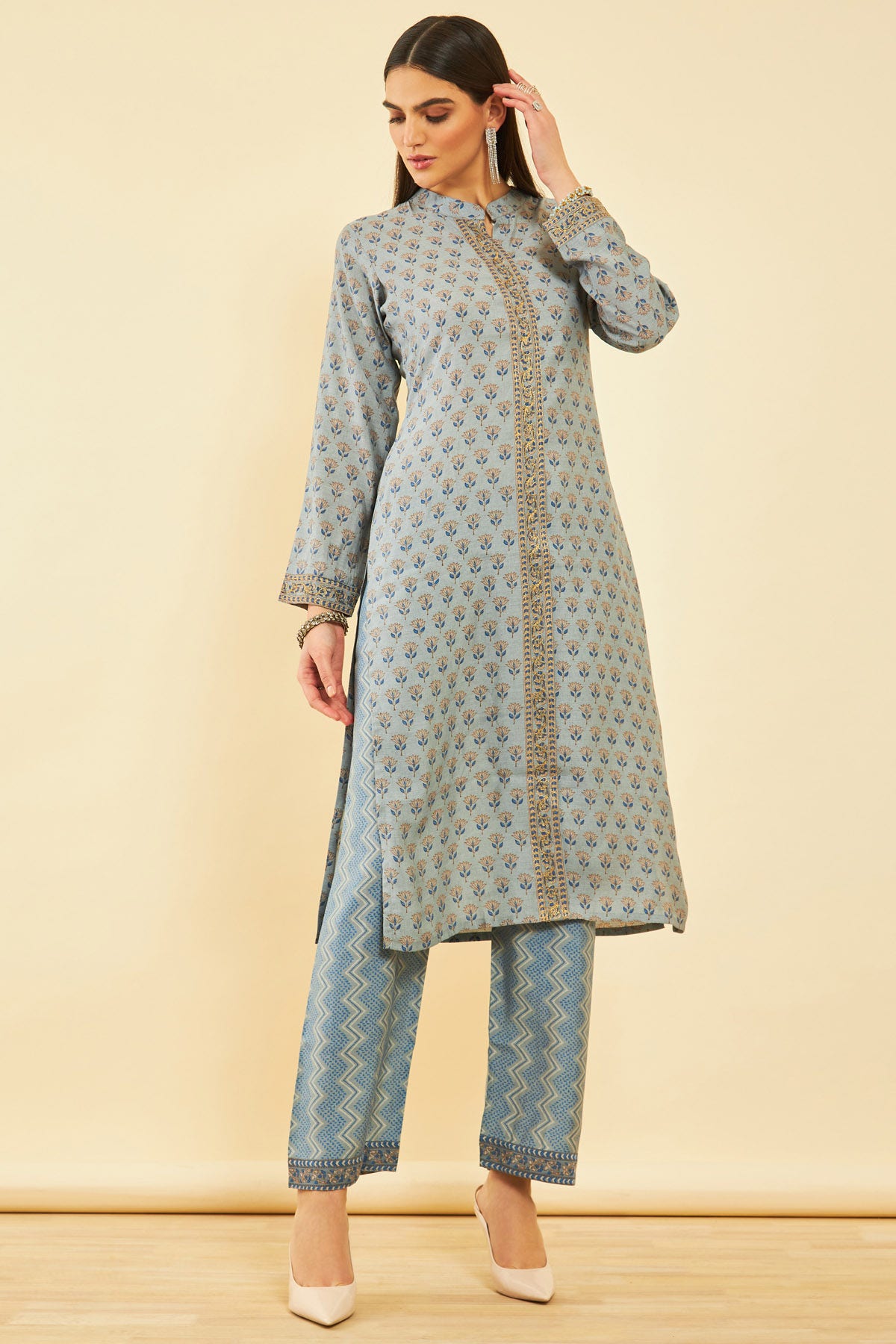 Ramadan Collection, Pakistani Nyra Cut Designer Long Flared Cotton Ana –  azrakhkurtis