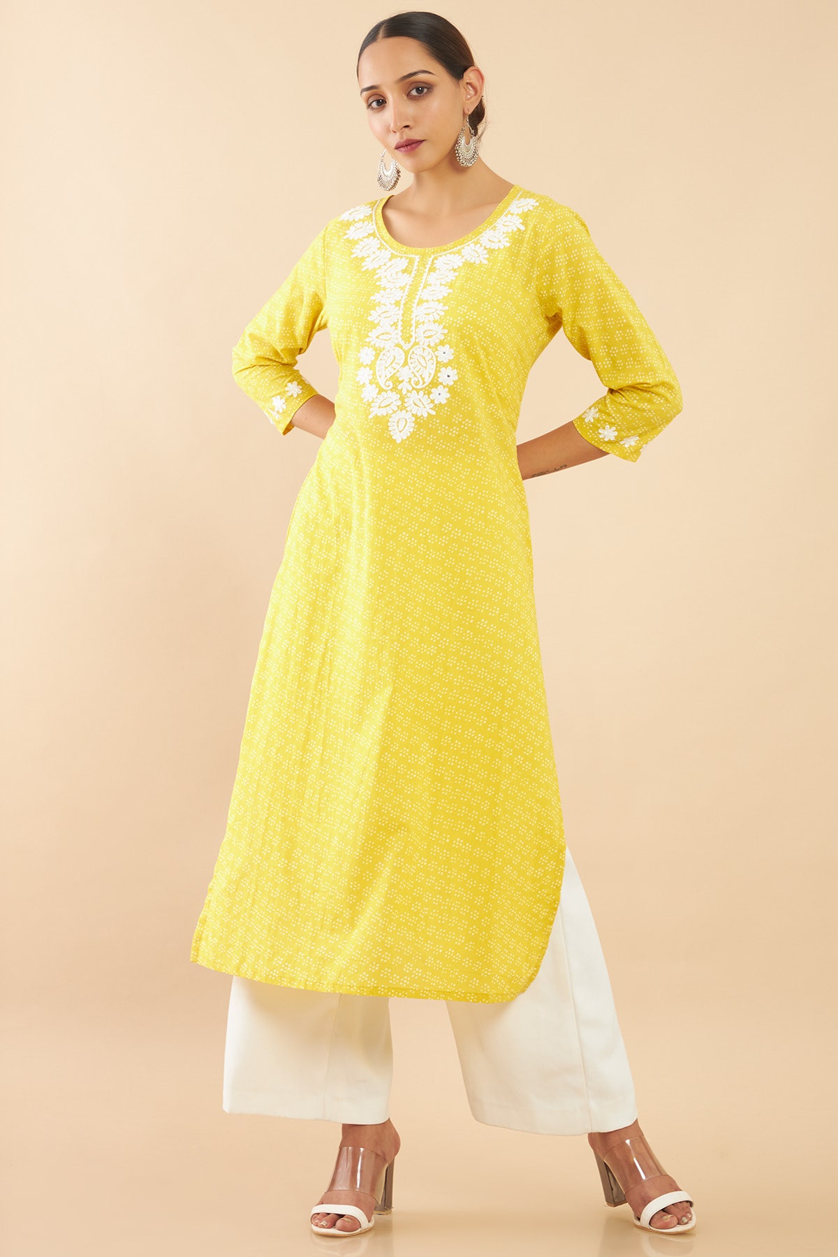 Buy Excellent DAF06 Ronchi Yellow And White Kurta Online  Kessa