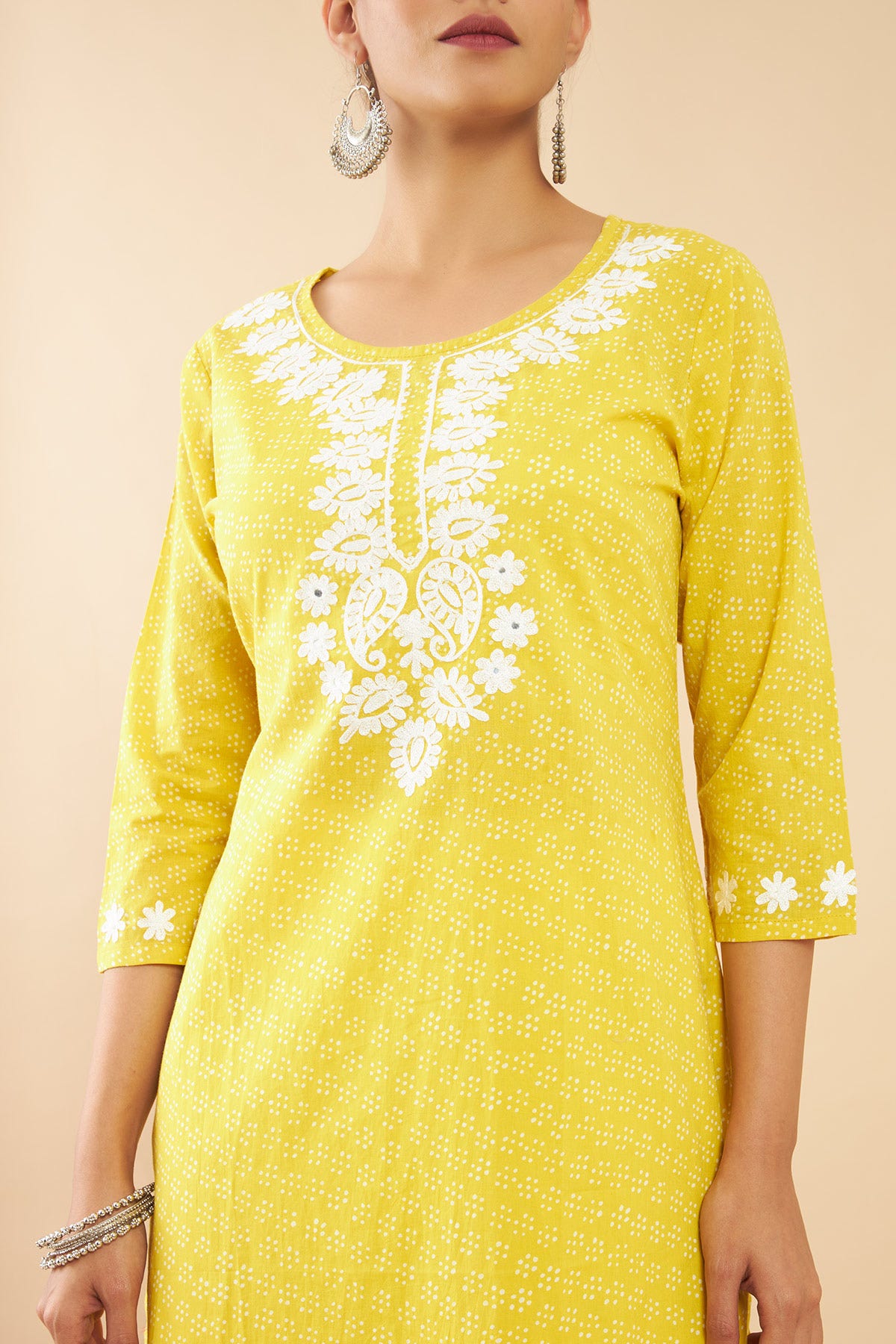 Yellow Readymade Printed Asymmetric Kurti Skirt Set Indo Western 214TB07