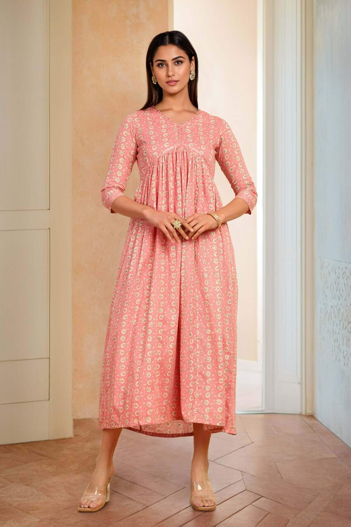 Pink ethnic dress best sale