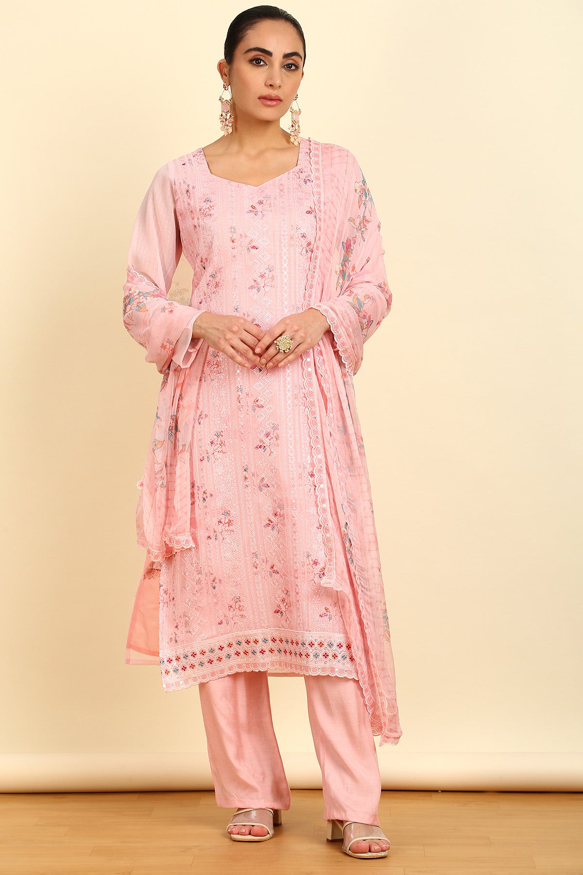 Georgette embroidered dress material top