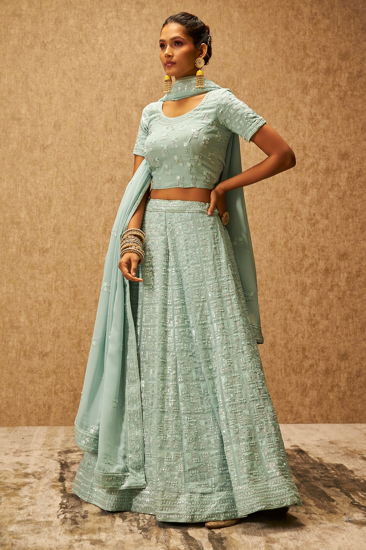 Semi stitched lehenga online shopping sales
