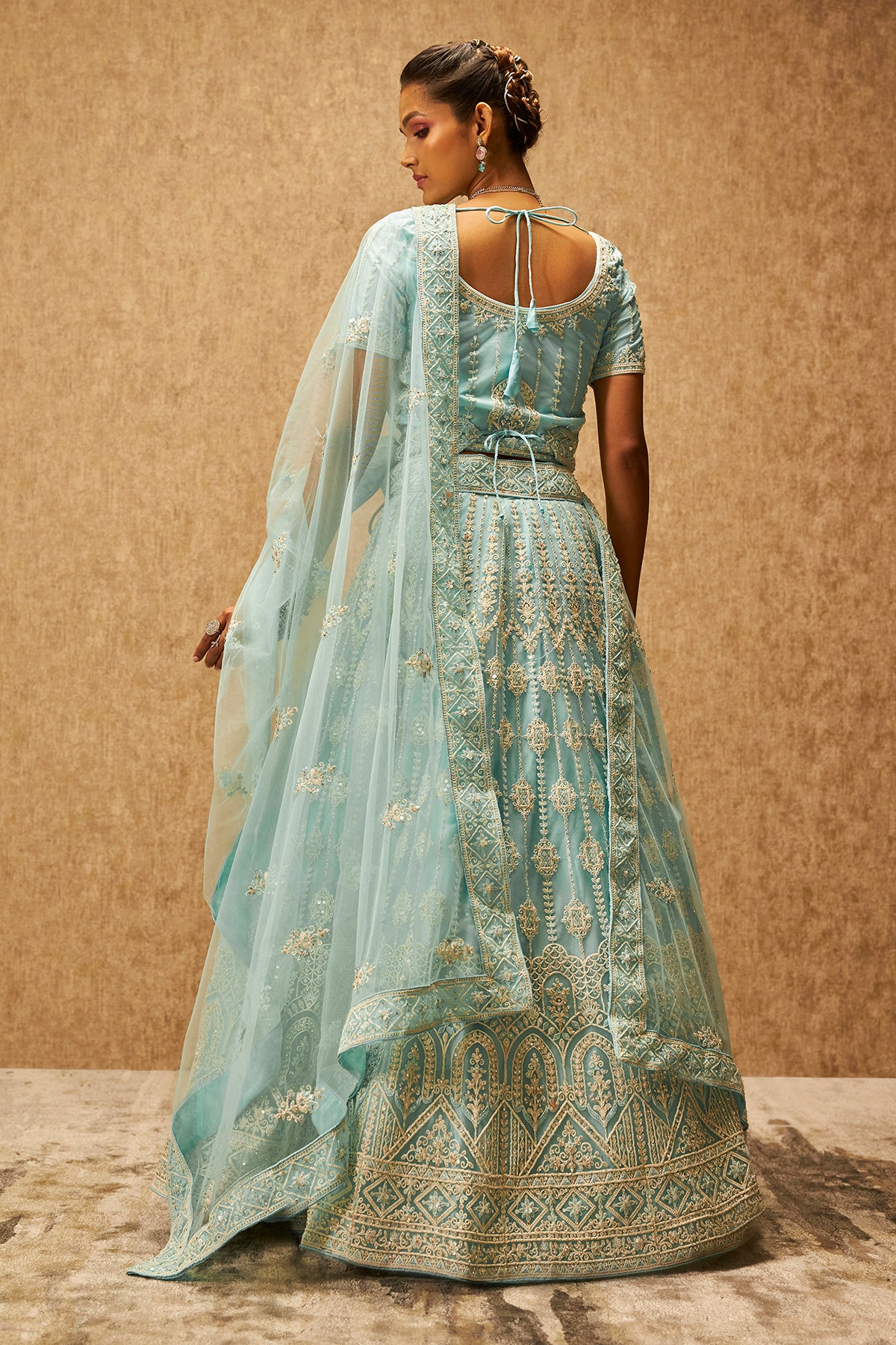 Unstitched lehenga material online best sale