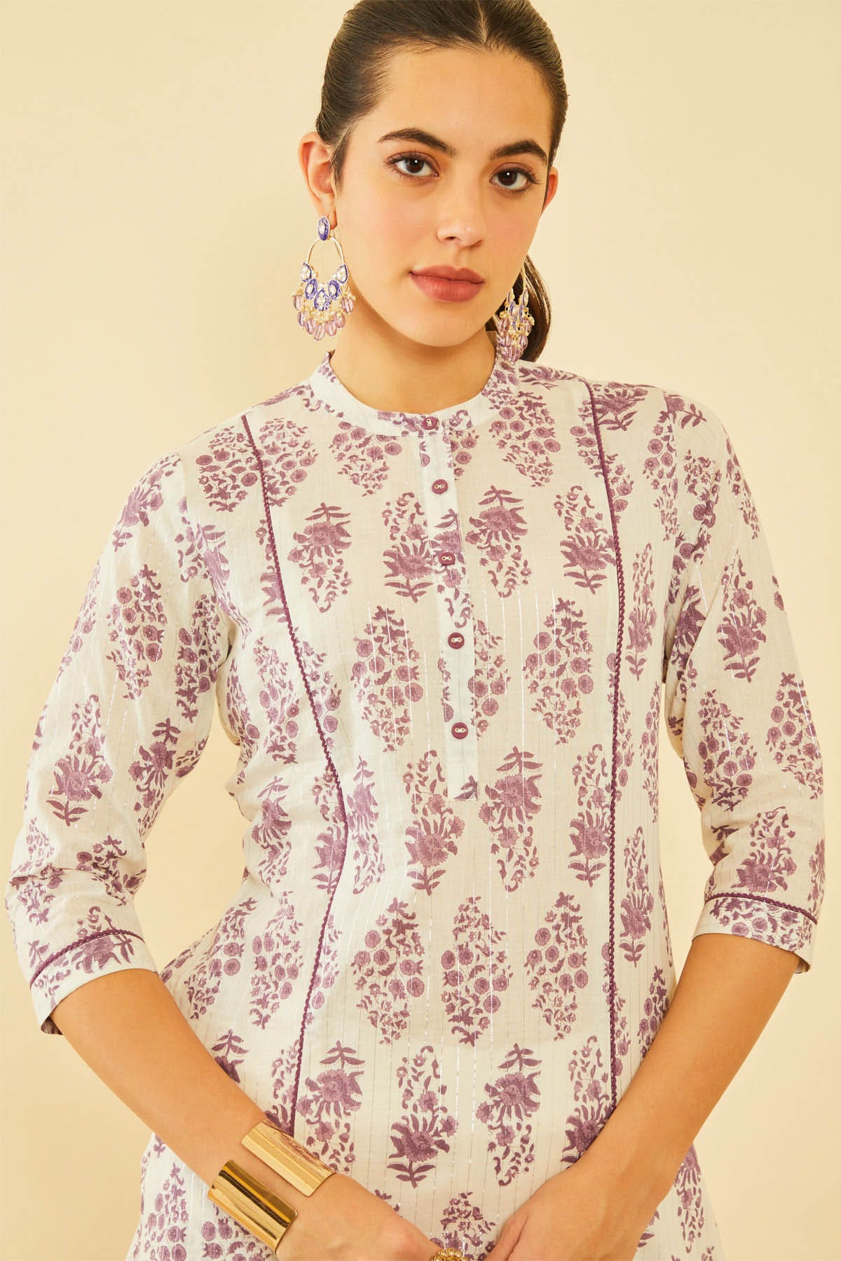 Buy Purple Cotton Floral Kurtas Online in India on Soch Website