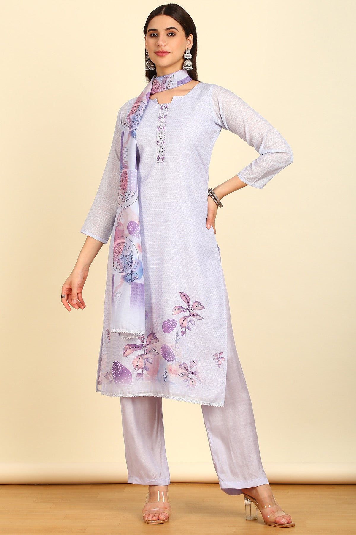 Buy Soch s Purple Abstract Linen Dress Material With Mirrors Online