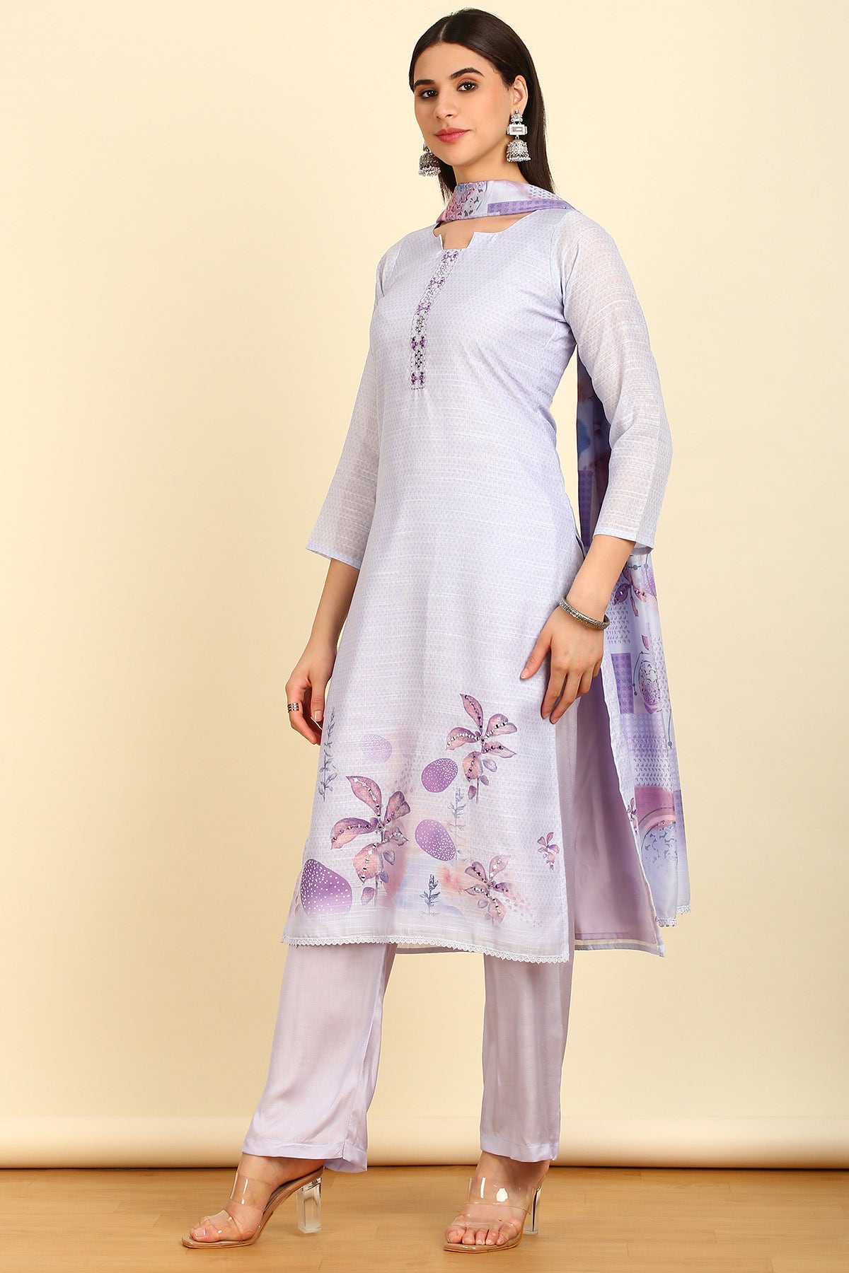 Buy Soch s Purple Abstract Linen Dress Material With Mirrors Online