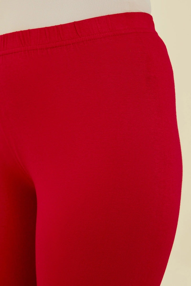 Dark Red Solid Cotton Hosiery Chudidar Legging at Soch