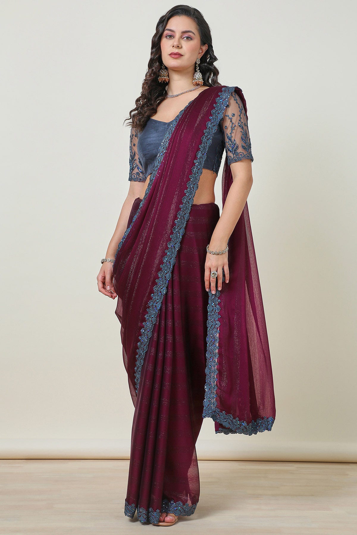 Party wear saree for unmarried girl clearance