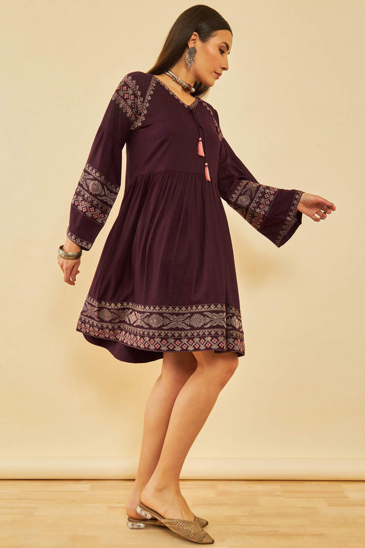 Rayon embroidered semi stitched ethnic gown discount