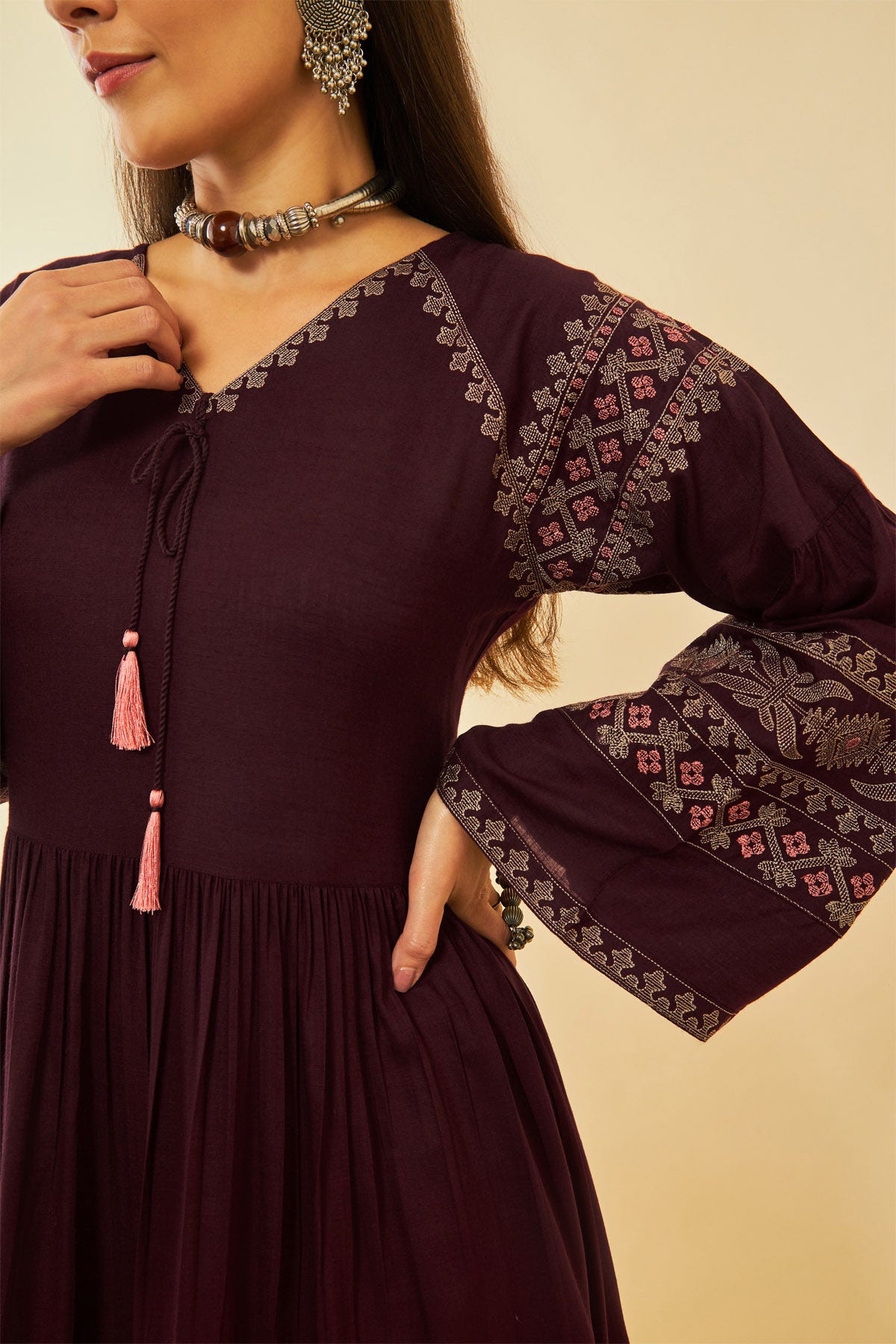 Rayon embroidered semi stitched ethnic gown sale
